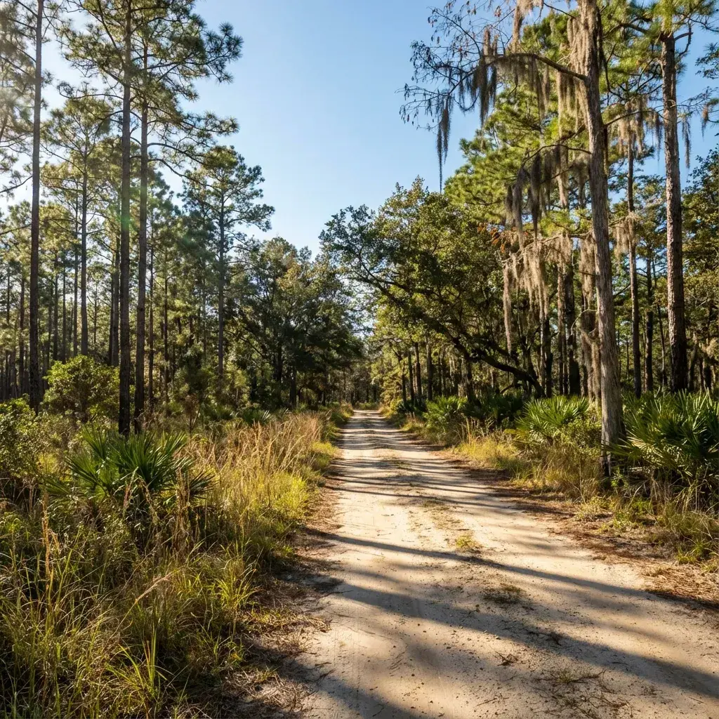 Excavation equipment opening a path through wooded Florida land
