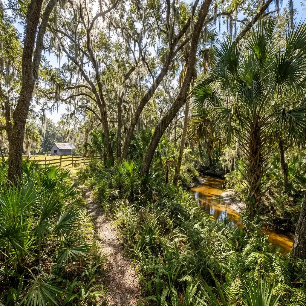 Excavation equipment working on a wooded Florida parcel