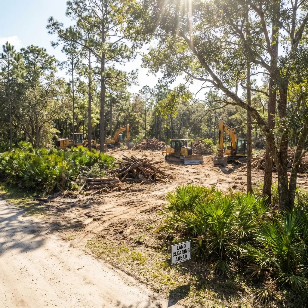 Land clearing equipment near Inglis, Florida